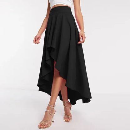 Falda Mujer Asimétrica con Vuelo y Cintura Alta Elegante