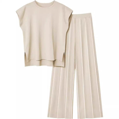 Pantalón Plisado y Top Sin Mangas Conjunto Femenino