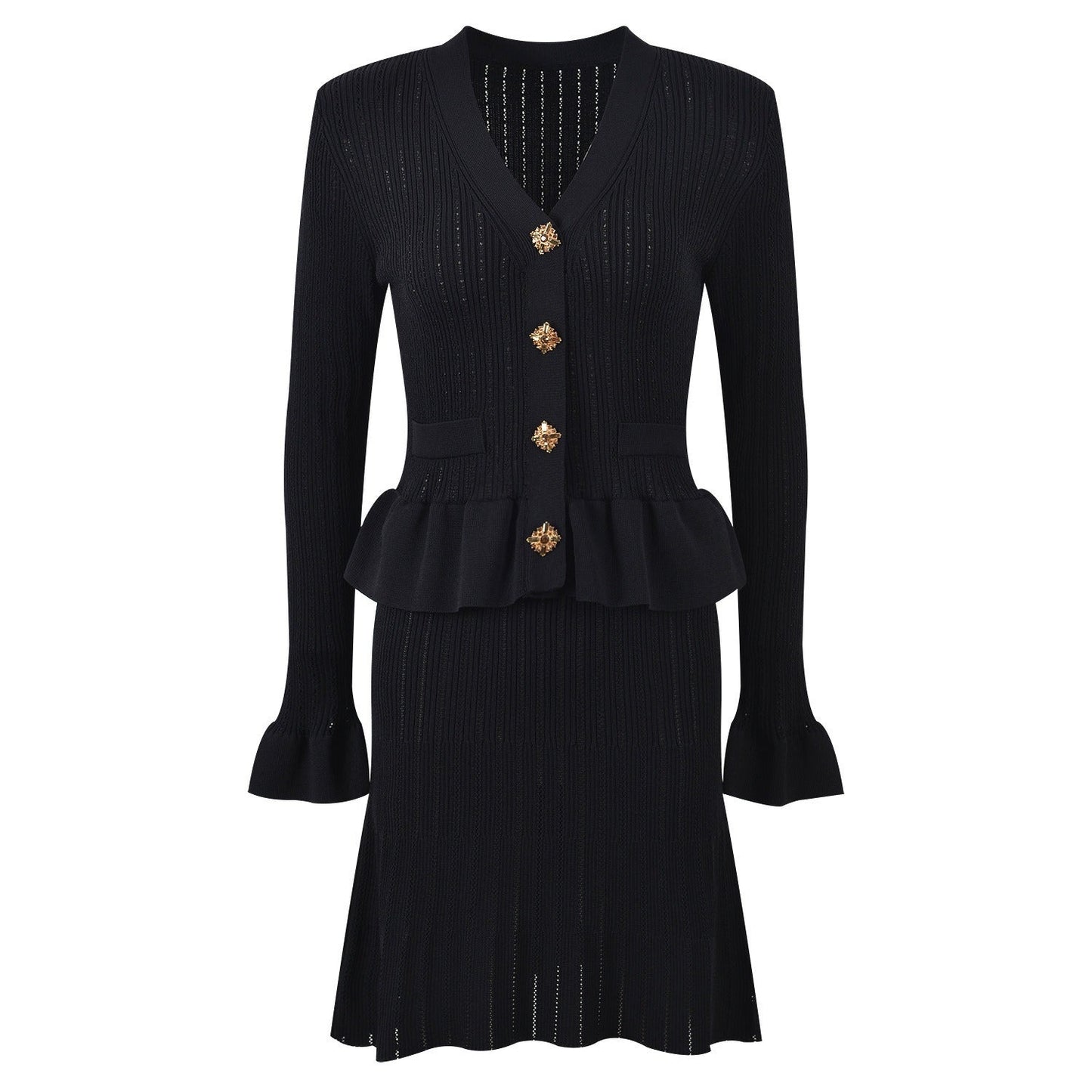 Vestido de punto elegante con broches decorativos - Vestiria