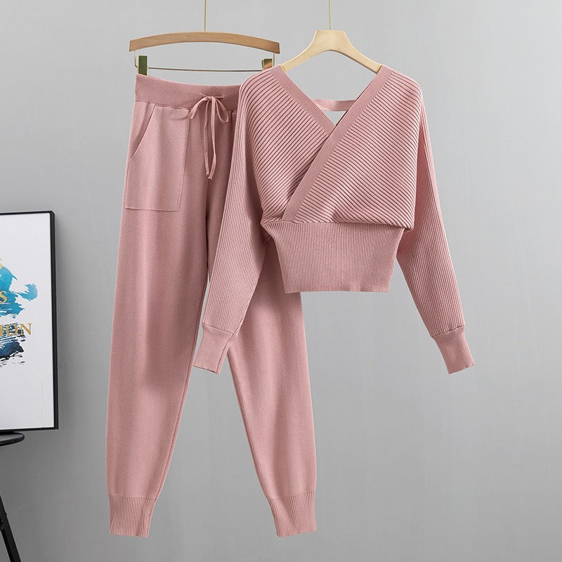 Conjunto punto mujer jersey suave y pantalón deportivo