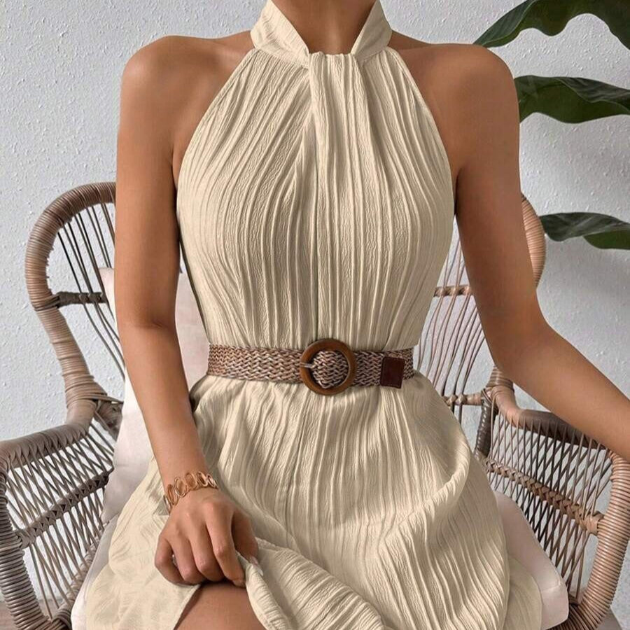 Vestido Mujer Plisado Cintura Alta Elegante - Vestiria