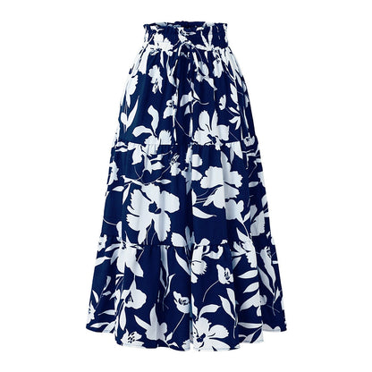 Falda Midi Floral Plisada Mujer
