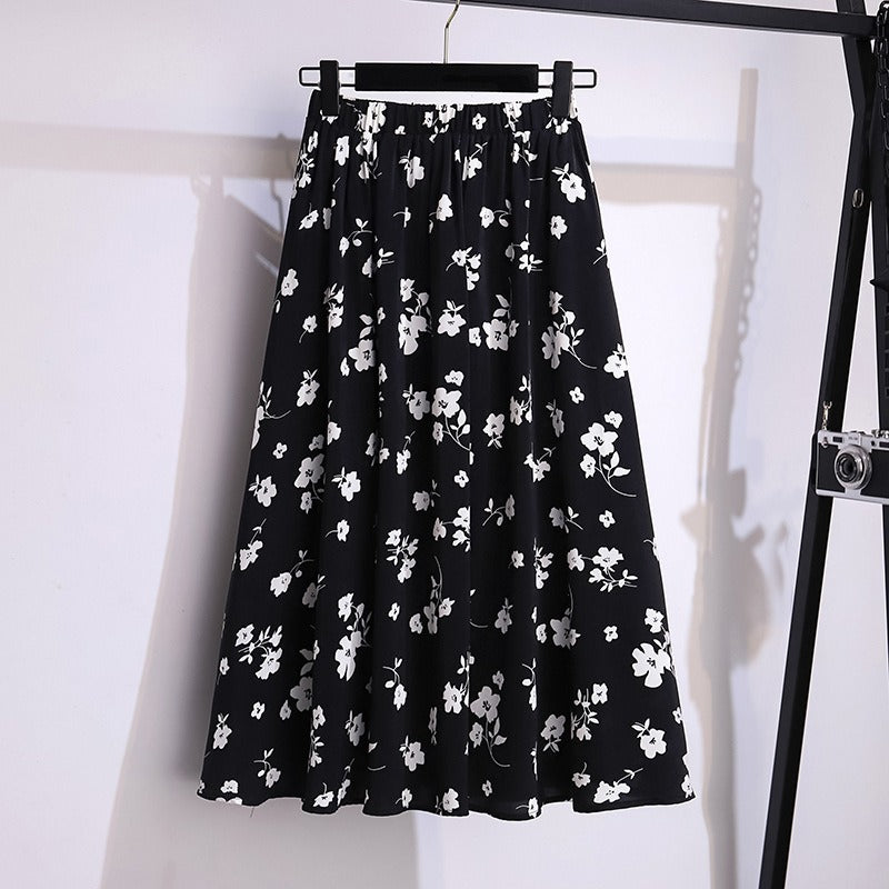 Falda Midi Mujer Estampado Florado Suave