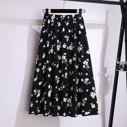 Falda Midi Mujer Estampado Florado Suave