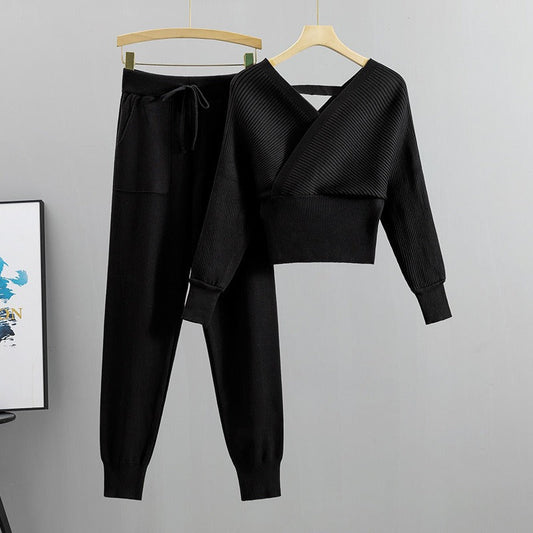 Conjunto punto mujer jersey suave y pantalón deportivo - Vestiria