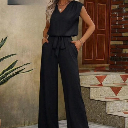 Vestido sin mangas Escote V Elegante Pantalón Ancho
