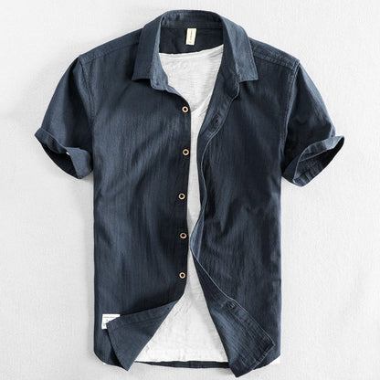 Camisa Hombre Lino Manga Corta Verano
