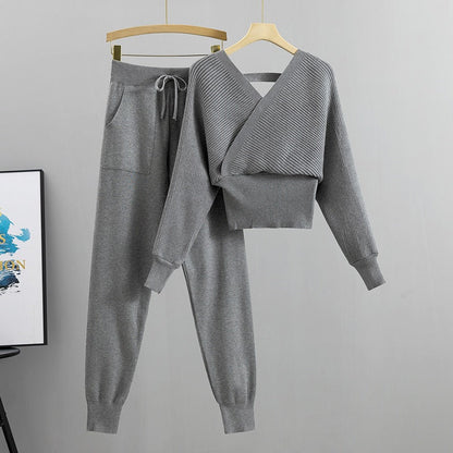 Conjunto punto mujer jersey suave y pantalón deportivo