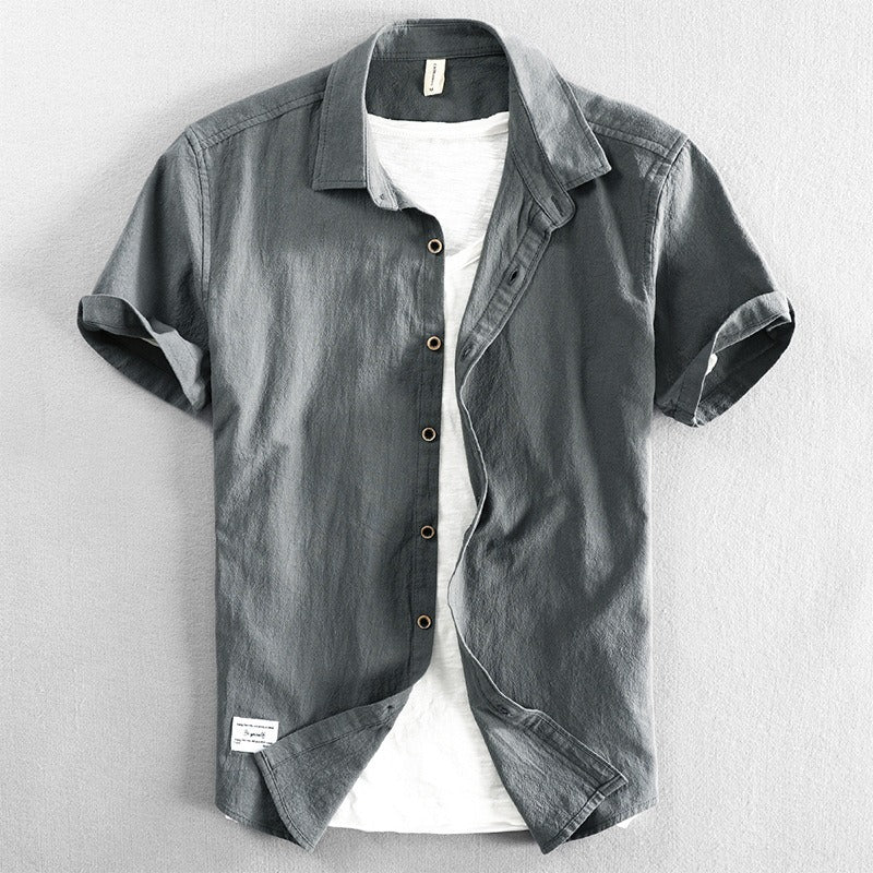 Camisa Hombre Lino Manga Corta Verano