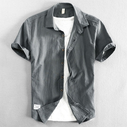 Camisa Hombre Lino Manga Corta Verano