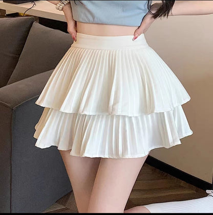 Falda Plisada Mujer Capas Sueltas Elegante