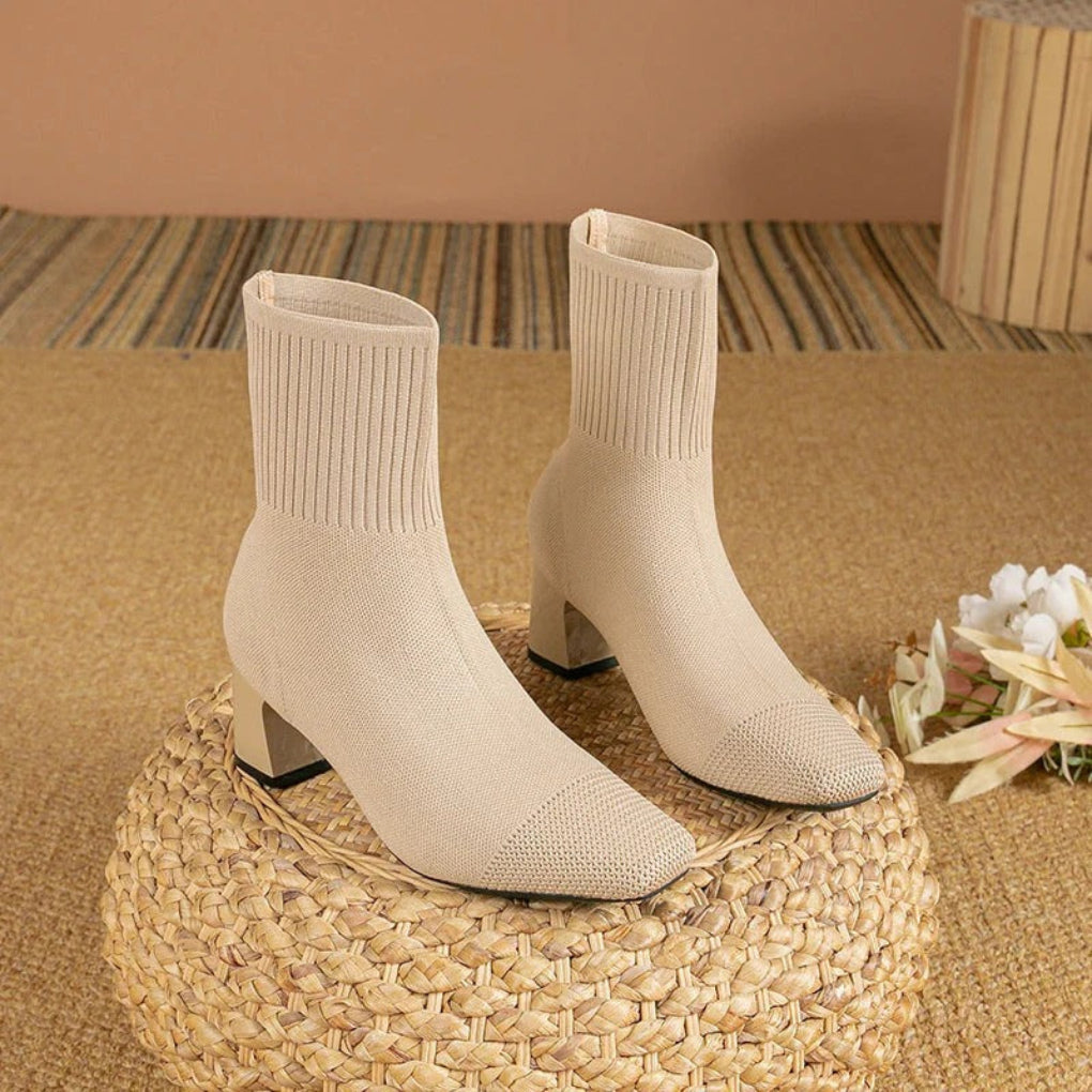 Botas Mujer Invierno con Tacón Alto y Calcetín Suave