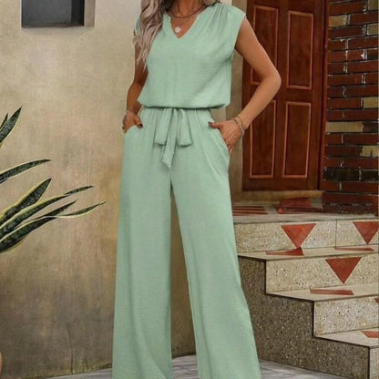 Vestido sin mangas Escote V Elegante Pantalón Ancho