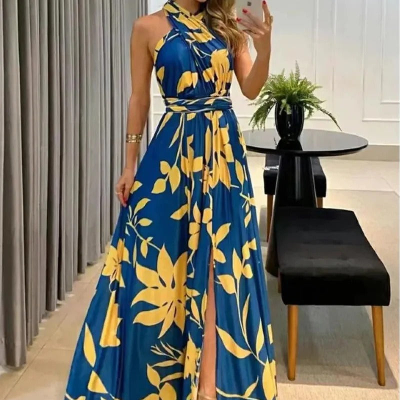Vestido Largo Mujer Asimétrico con Abertura Lateral Elegante