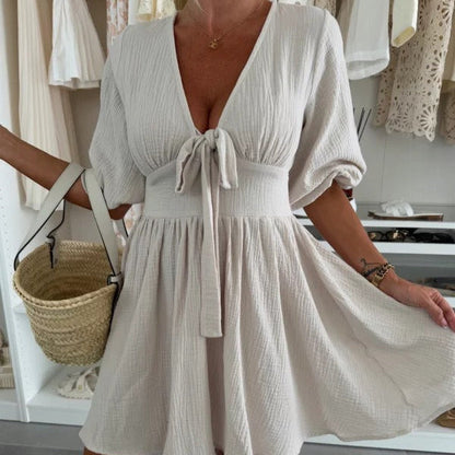 Vestido Mujer Mini Escote Fruncido Elegante