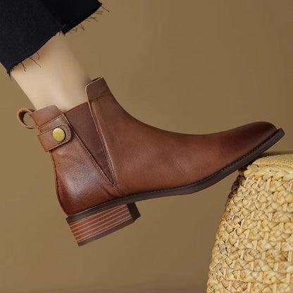 Botas Mujer Cuero Bajo Elásticas Chelsea Estilo - Vestiria