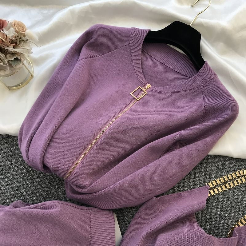 Chaqueta mujer cuello redondo cremallera metalizada moda - Vestiria