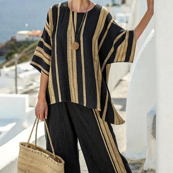 Vestido lino rayado estilo verano fresco