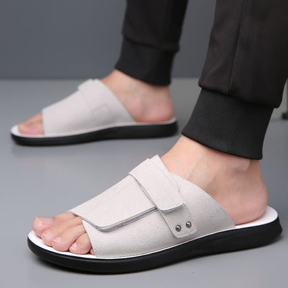 Sandalias Hombre Piel Serraje Clásicas Abiertas