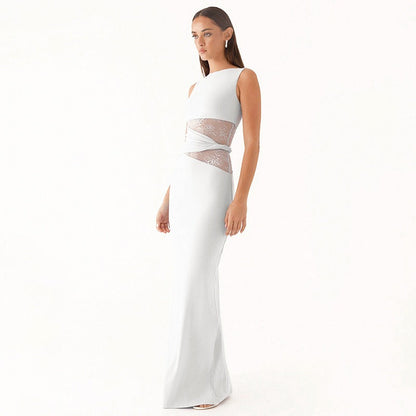 Vestido Elegante Mujer sin Mangas Encaje Seda - Vestiria