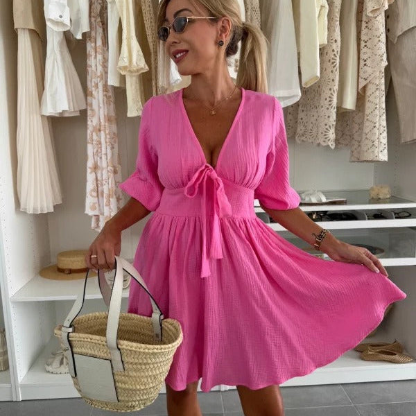 Vestido Mujer Mini Escote Fruncido Elegante - Vestiria