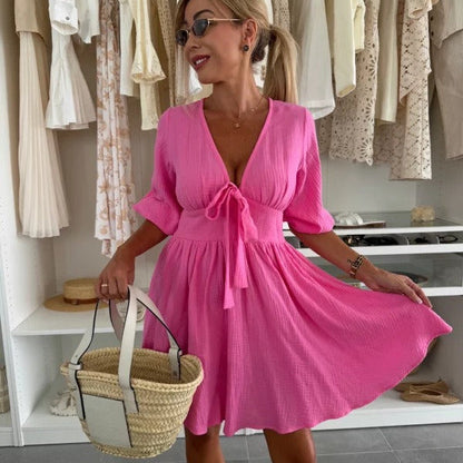 Vestido Mujer Mini Escote Fruncido Elegante - Vestiria
