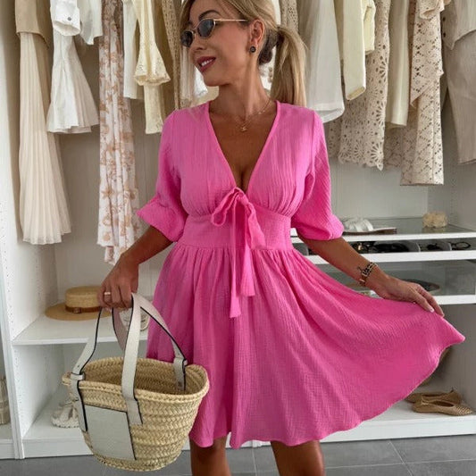 Vestido Mujer Mini Escote Fruncido Elegante - Vestiria