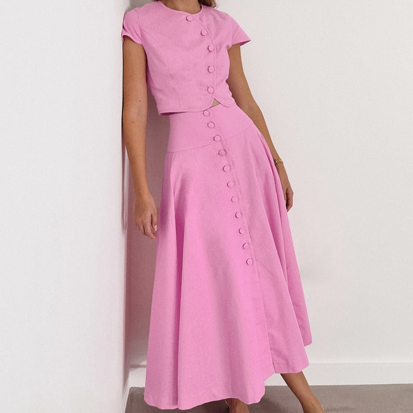 Vestido mujer dos piezas con falda midi elegante
