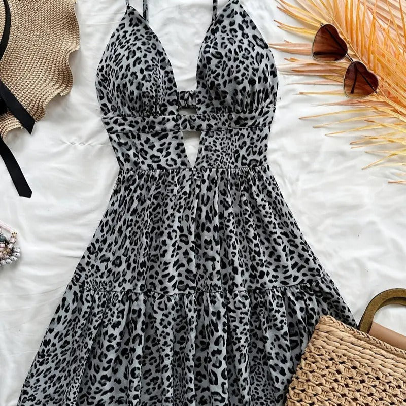 Vestido corto mujer animal print estampado fresco