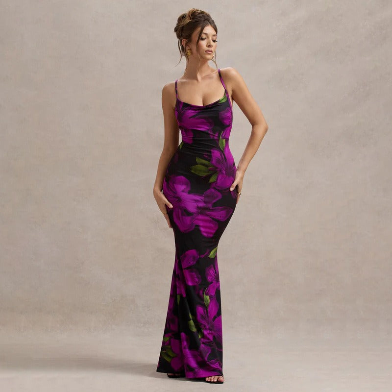 Vestido Mujer Largo Estampado Floral Elegante - Vestiria