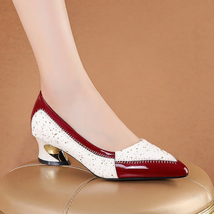Zapatos Mujer Tacón Bajo Cuero Clásicos