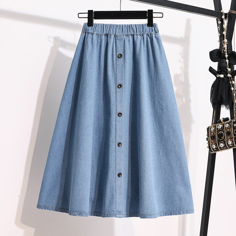 Falda Mujer Denim Cintura Elástica Estilo Clásico - Vestiria