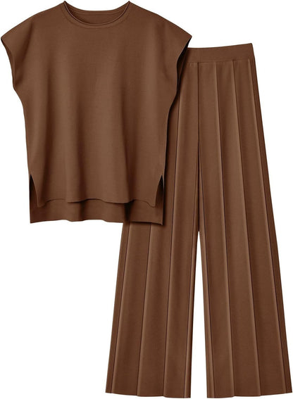 Pantalón Plisado y Top Sin Mangas Conjunto Femenino