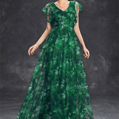 Vestido largo mujer gasa estampada estilo bohemio