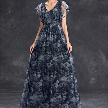 Vestido largo mujer gasa estampada estilo bohemio