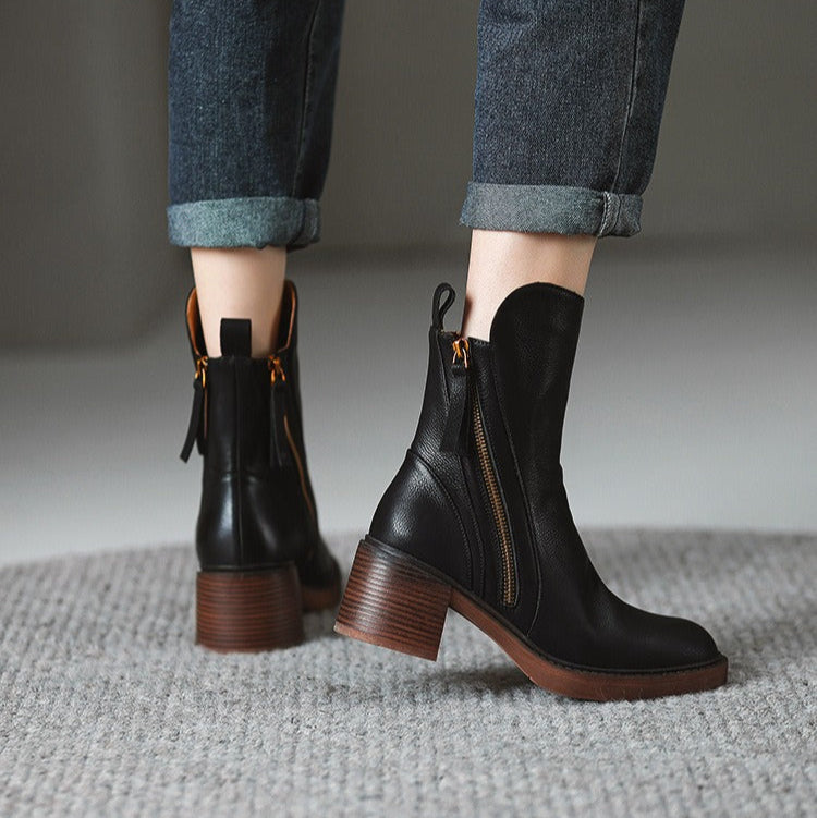Botas Mujer Plataforma Alta con Cremallera Lateral Estilo Chic