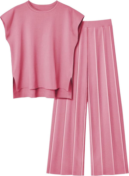Pantalón Plisado y Top Sin Mangas Conjunto Femenino