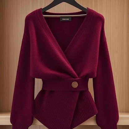 Jersey Mujer Cruzado Cinturón Elegante Estilo Chic