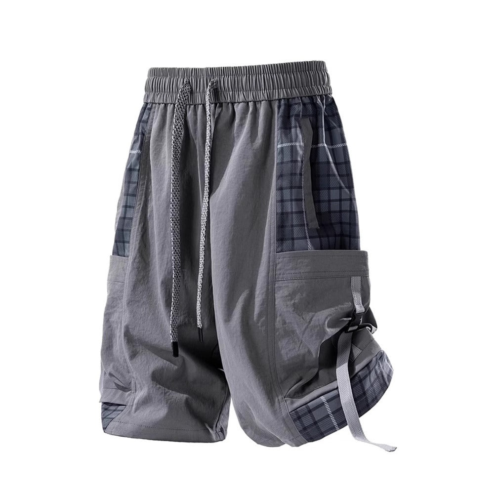 Pantalones cortos hombre cuadriculados estilo aventura