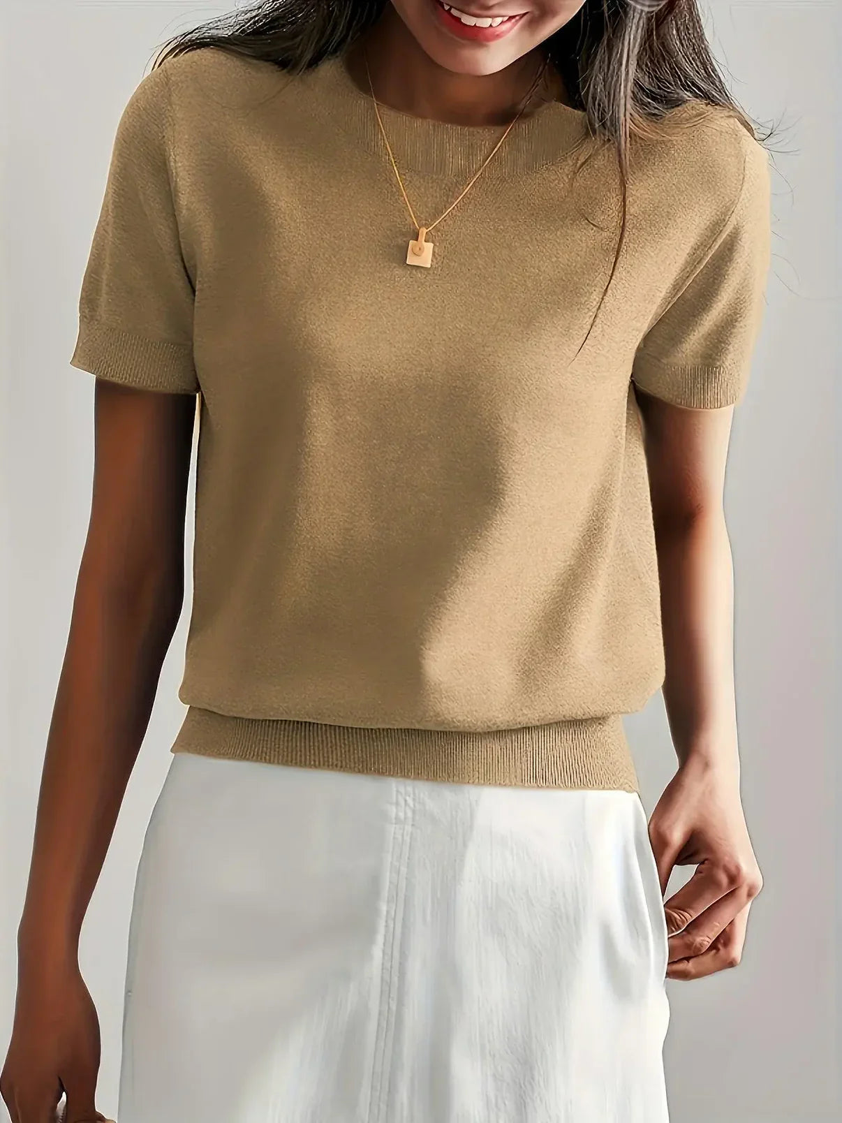 Camisa Punto Cuello Redondo Cómoda