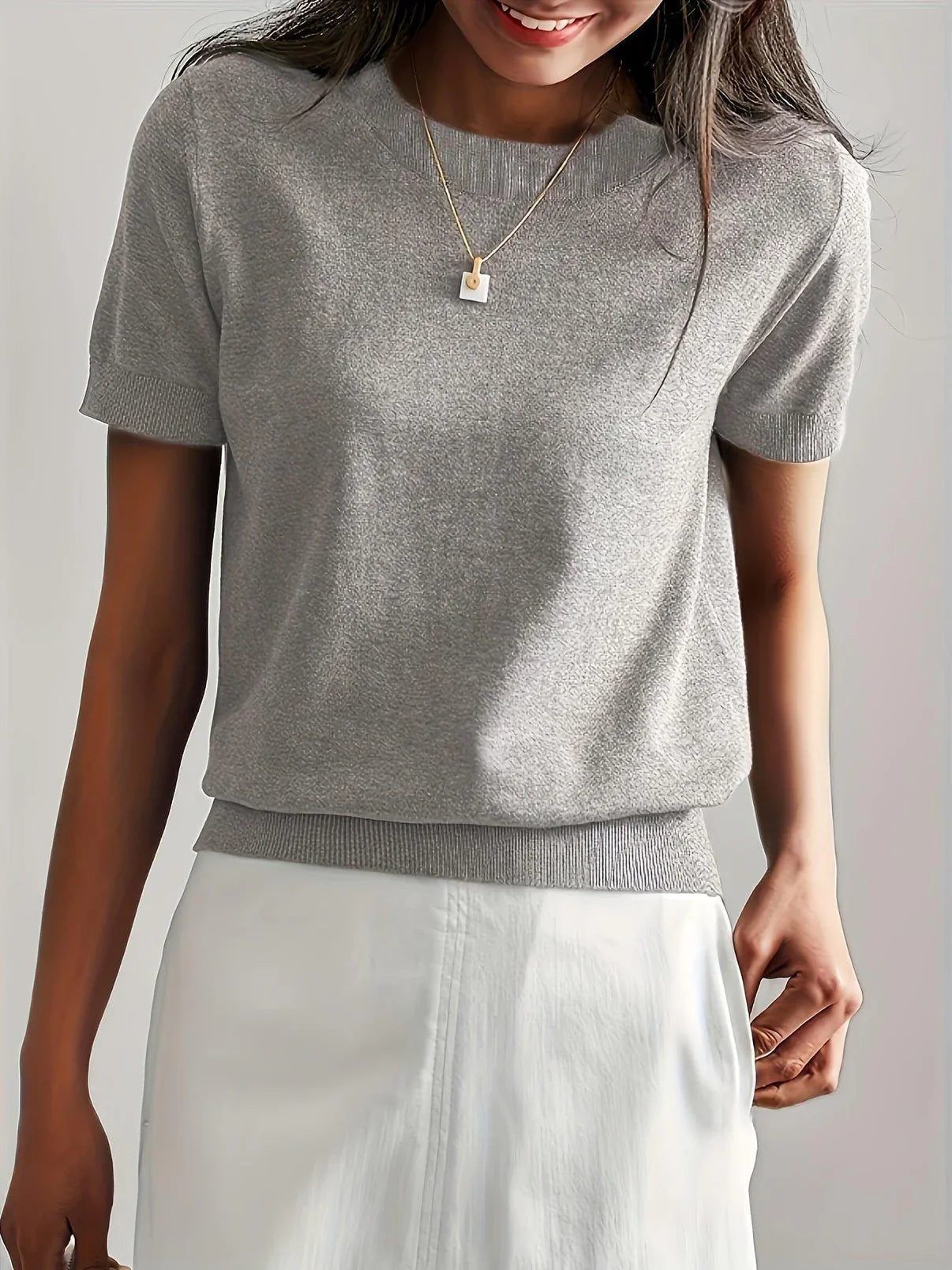 Camisa Punto Cuello Redondo Cómoda