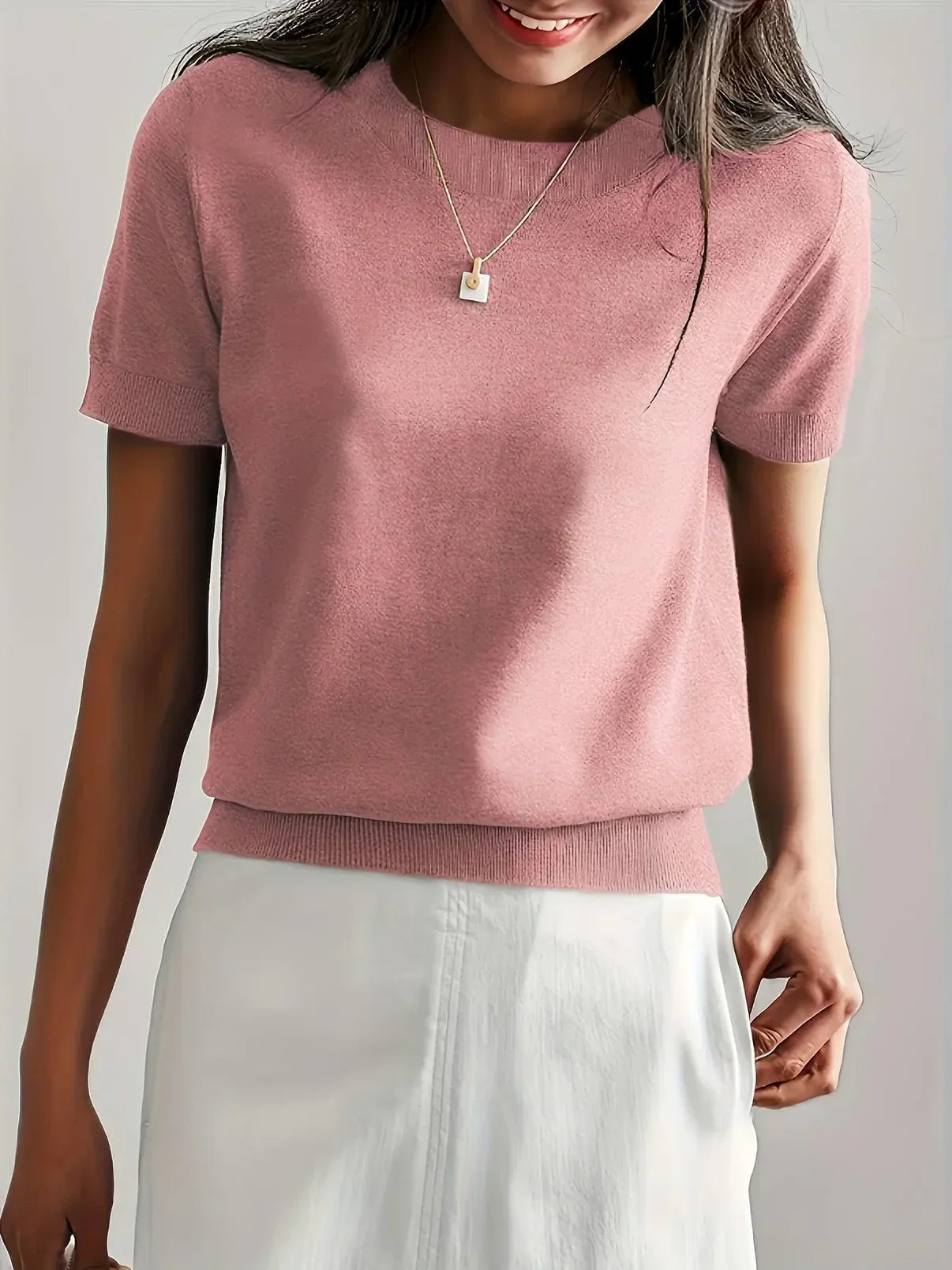 Camisa Punto Cuello Redondo Cómoda - Vestiria