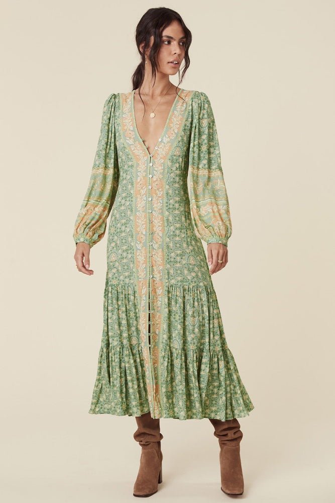 Vestido Maxi Estampado Botones Floral - Vestiria