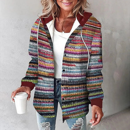 Chaqueta de cuadros acolchada con capucha mujer