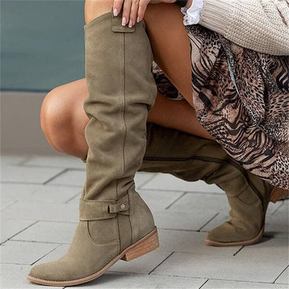 Botas Altas de Cuero con Cremallera