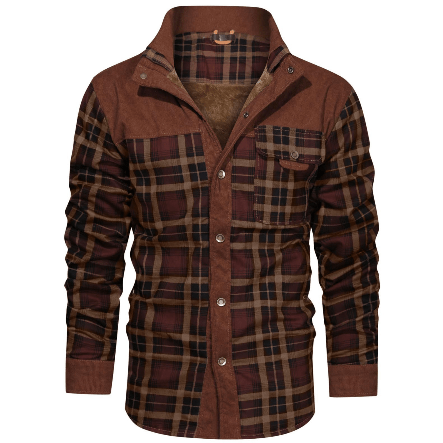Chaqueta de franela a cuadros resistente para hombre