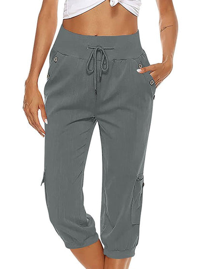 Pantalones Capri Cómodos con Bolsillos Prácticos