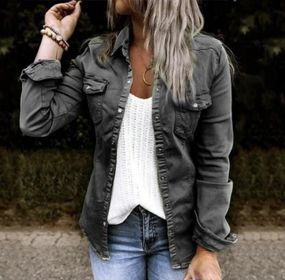 Camisa Mujer Clásica con Bolsillos