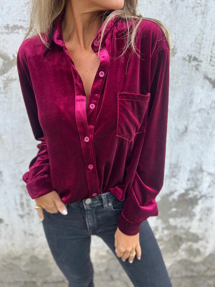 Camisa Terciopelo Lujosa Mujer