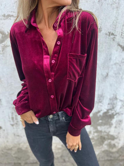 Camisa Terciopelo Lujosa Mujer